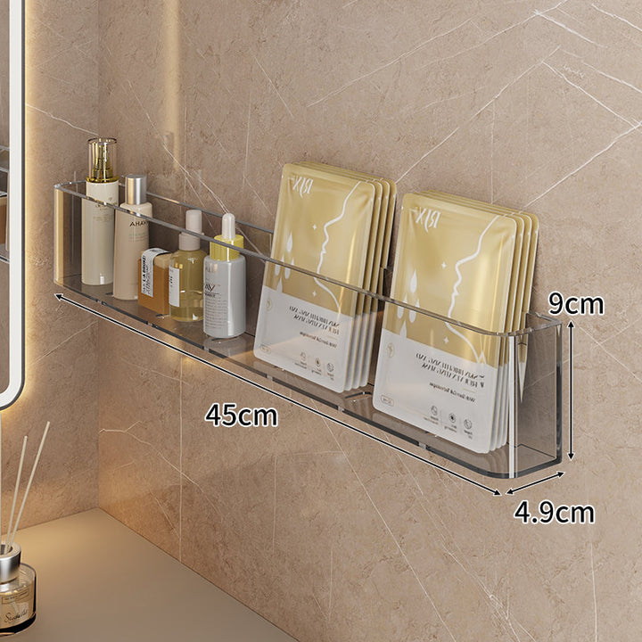 Wall-Mounted Clear Acrylic Two-Tier Bathroom Shelf Organizer with Raised Front