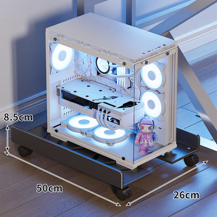 Mobile Desktop PC Tower Rolling Stand with Raised Anti-Slip Platform and Locking Swivel Casters