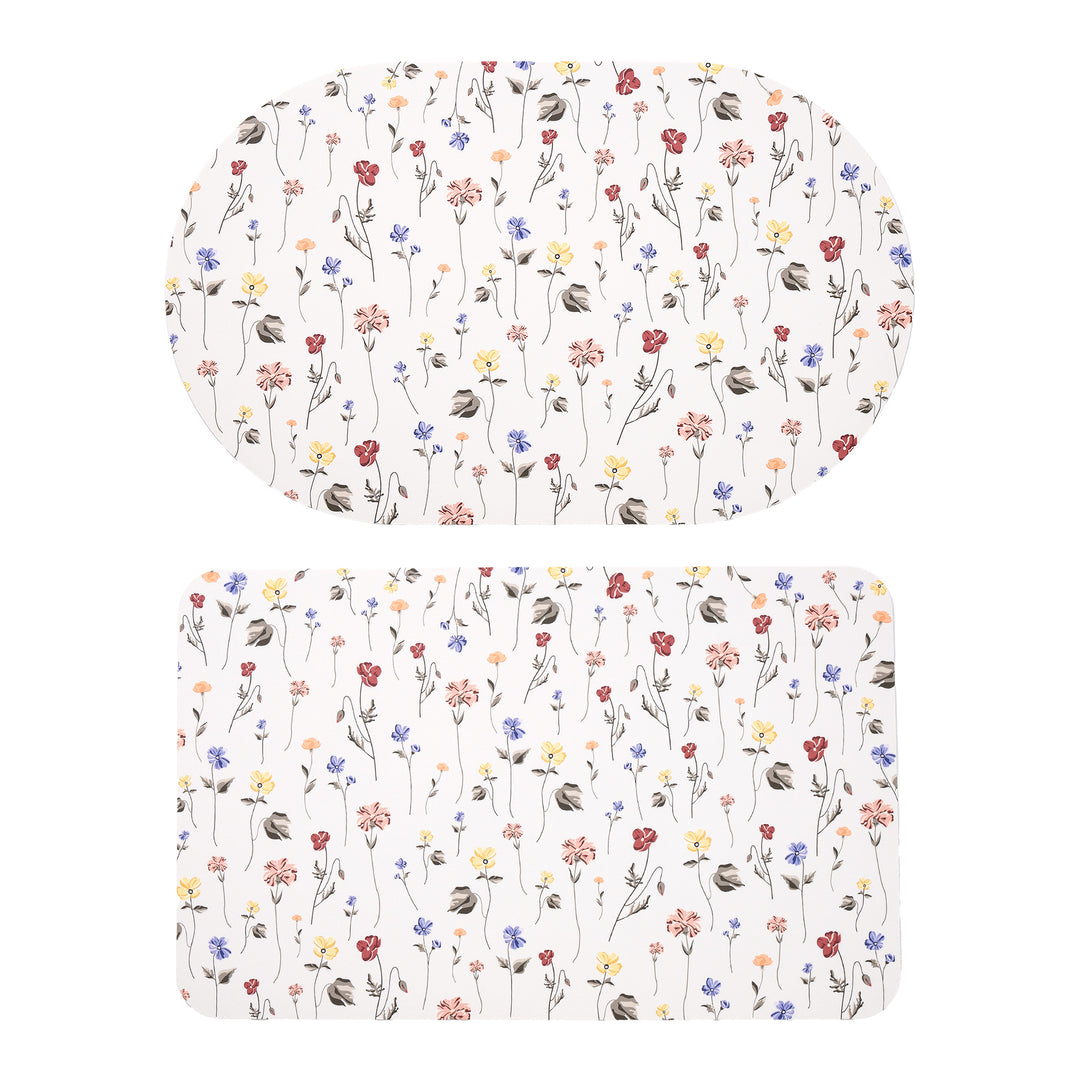 Avarnia Bath Mat Set made of soft microfiber with non-slip latex backing and delicate ornamental print