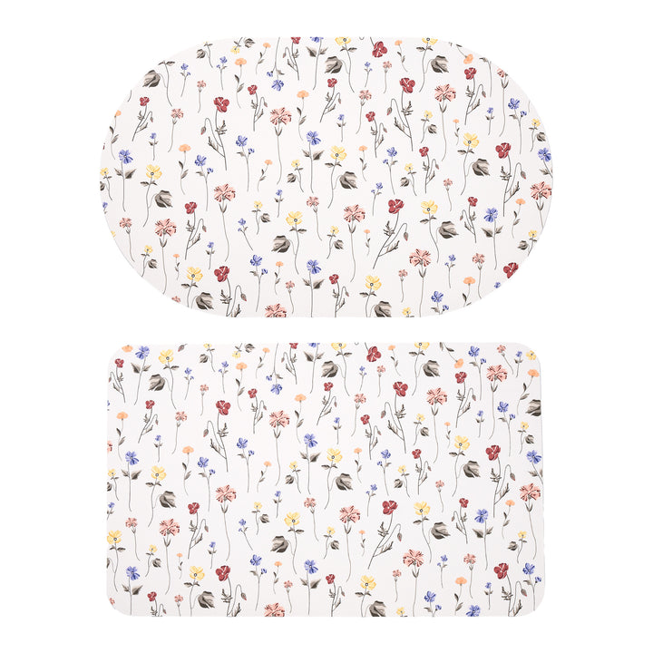 Avarnia Bath Mat Set made of soft microfiber with non-slip latex backing and delicate ornamental print