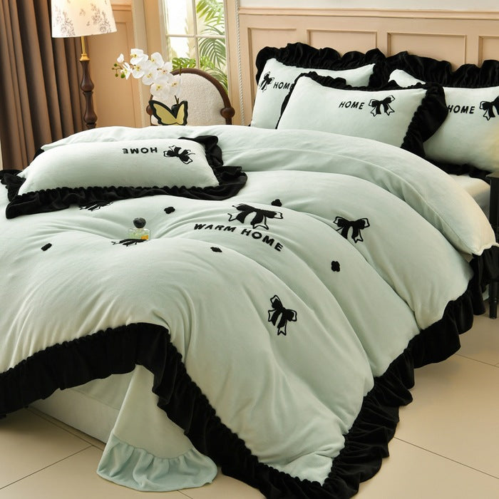 Embroidered Butterfly Cozy Comforter Set