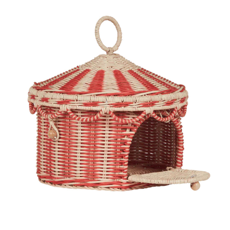 Playful cat basket in circus design