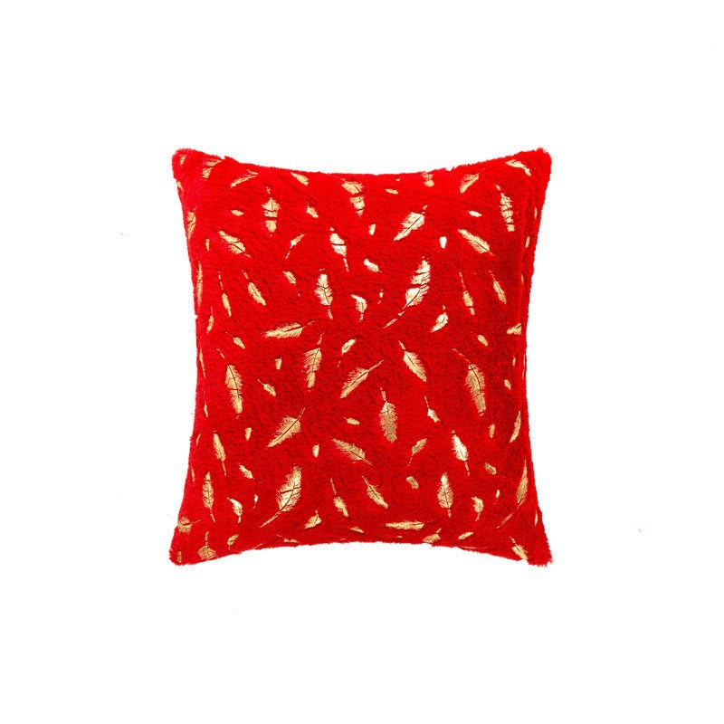 Textured Feather Print Throw Pillow