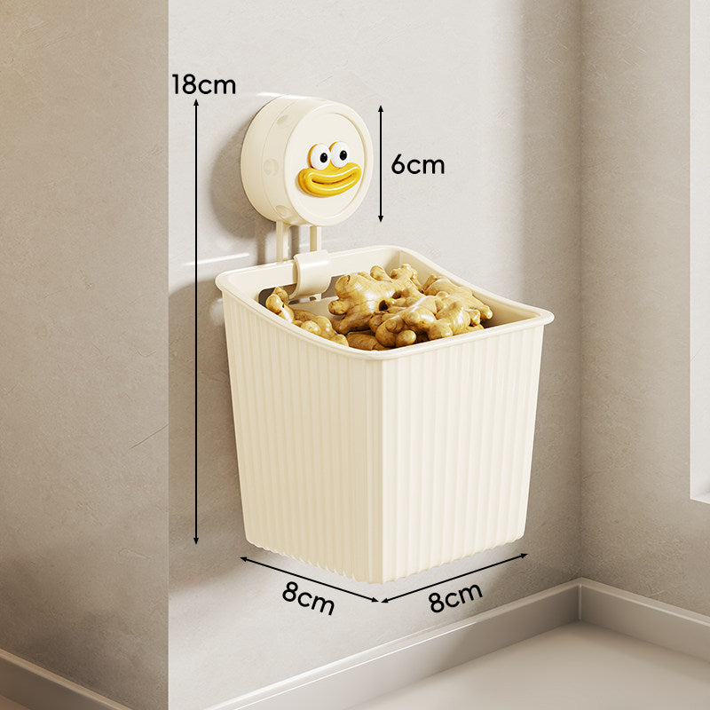 Vertical Three-Tier Ribbed Plastic Suction-Supported Corner Storage Basket System