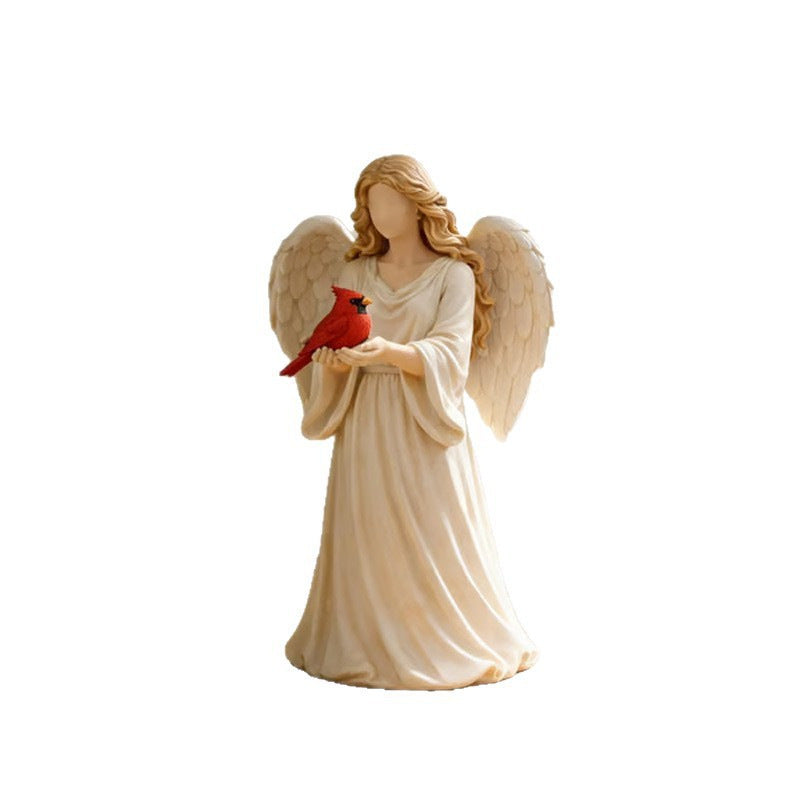 Angel Figurine with Cardinal