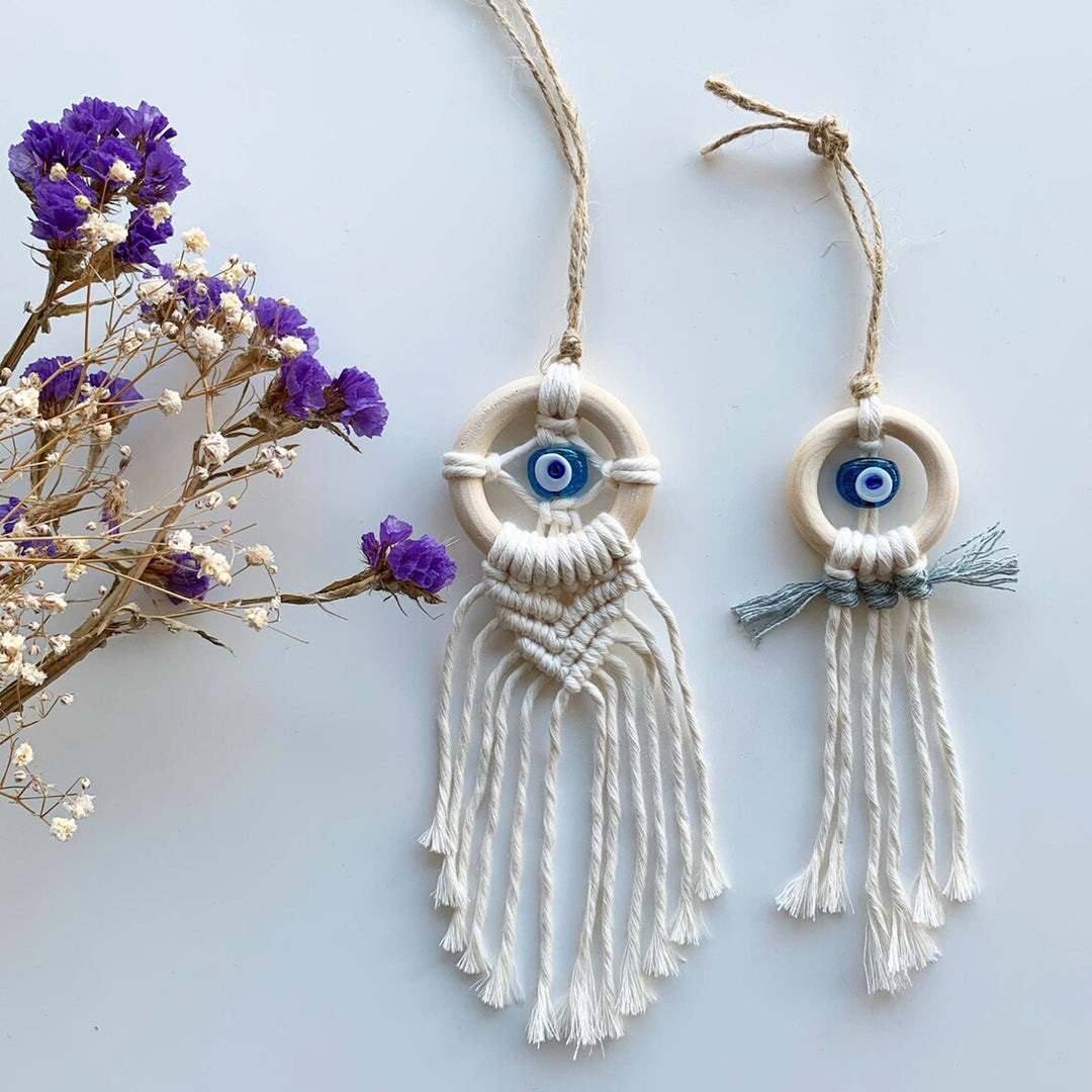 Decorative Macrame Wall Hanging with Evil Eye Design