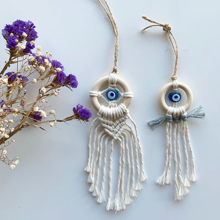 Decorative Macrame Wall Hanging with Evil Eye Design