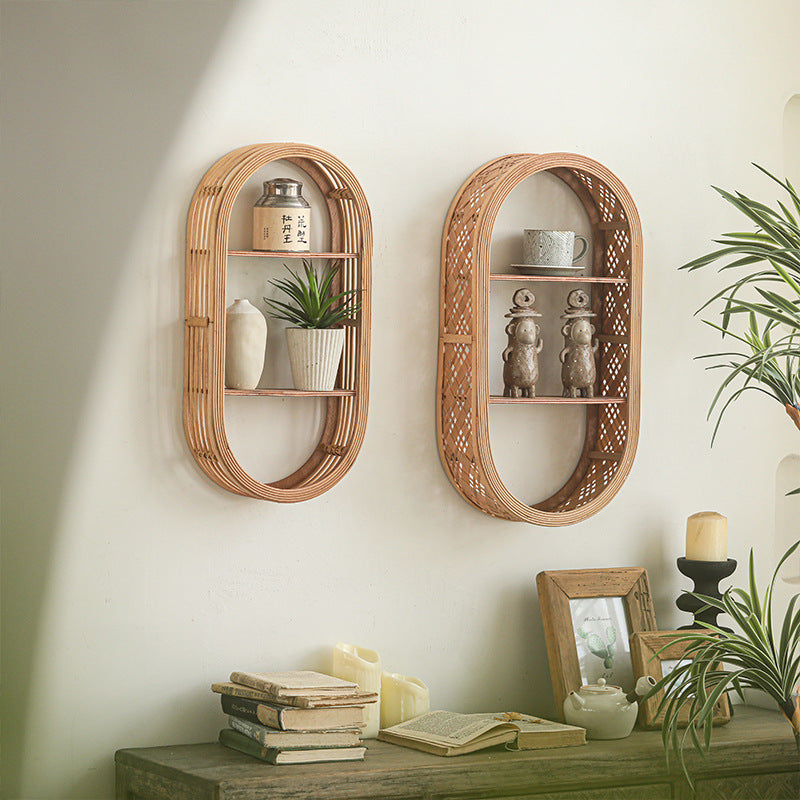 Wall shelf made of natural rattan