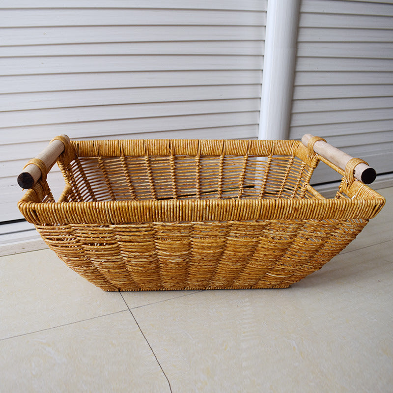 Handcrafted Wicker Storage Basket with Handles