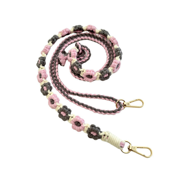 Macrame Pet Leash with Floral Detailing
