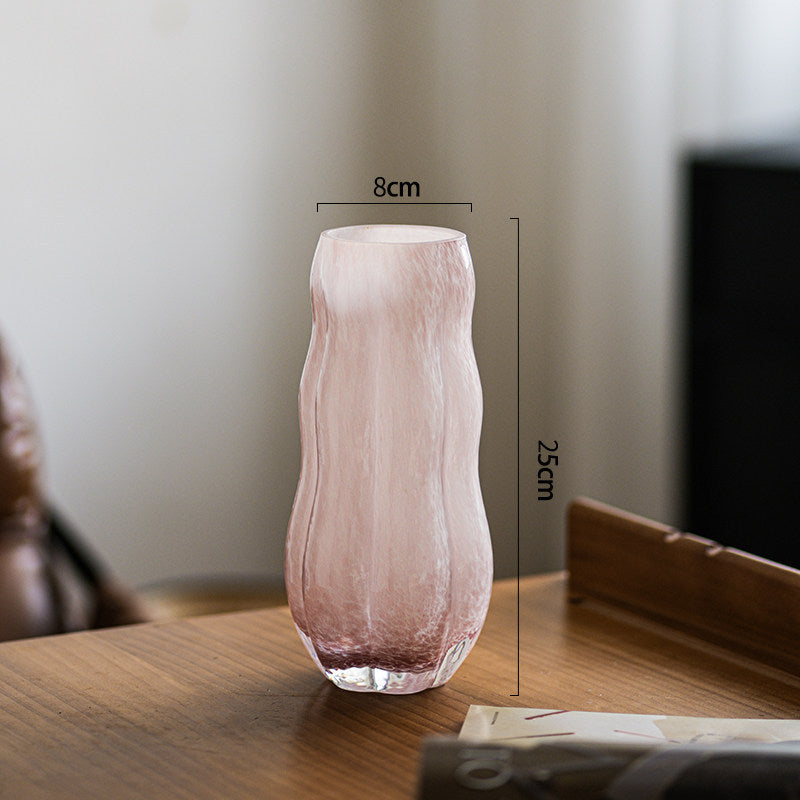 Handcrafted Speckled Textured Glass Tabletop Accent Vase with Curved Bulb Silhouette