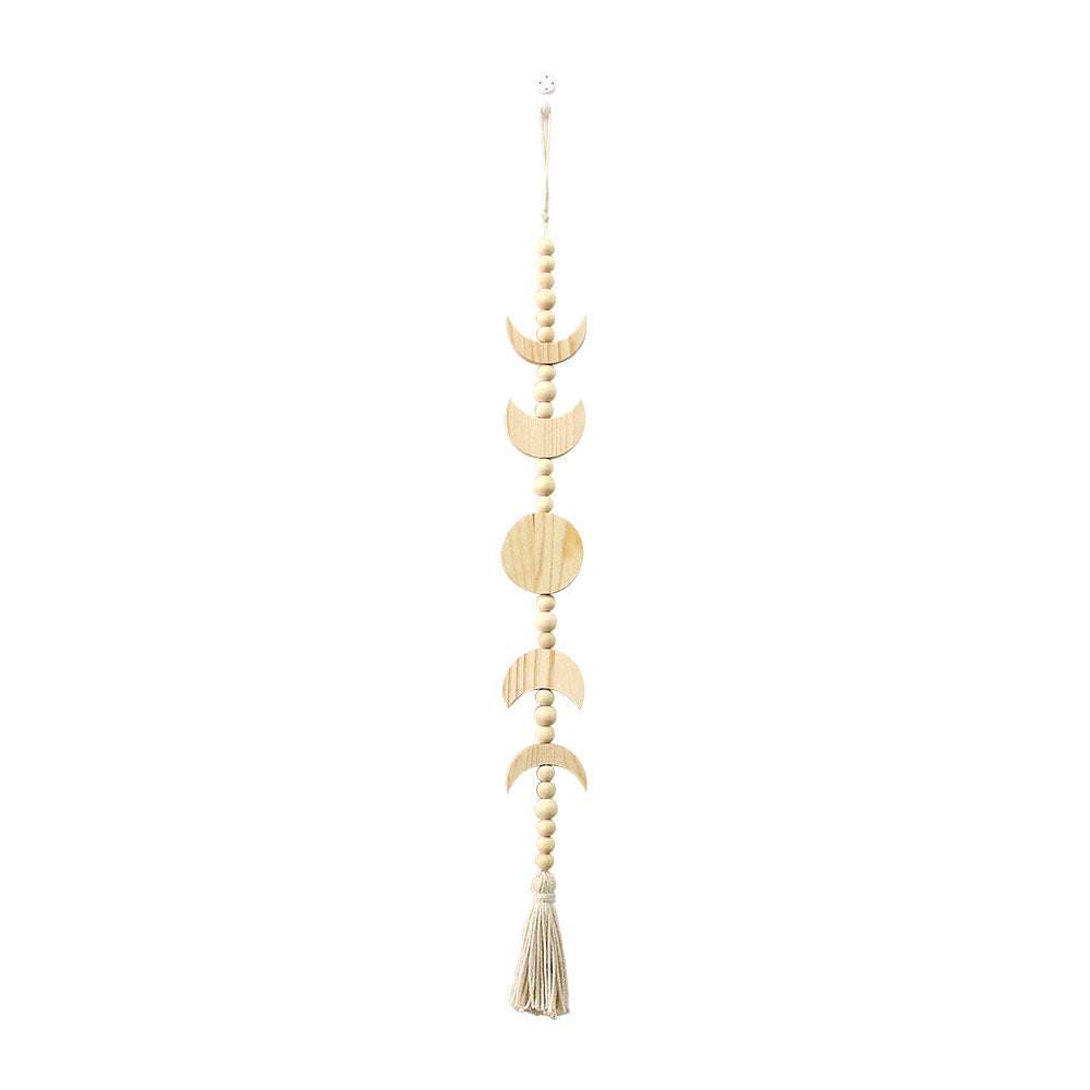 Decorative wall hanging with geometric wooden shapes