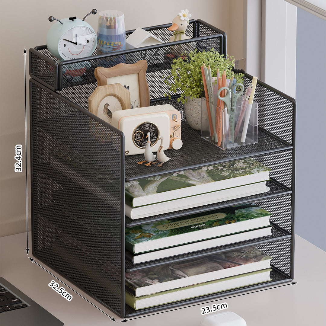 Multi-tier mesh desktop organizer with document holders