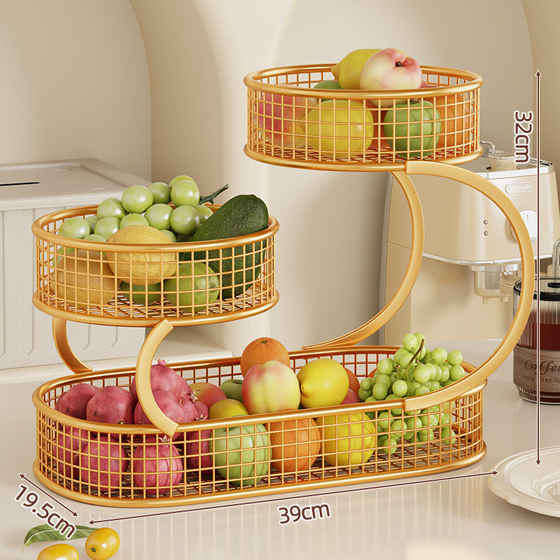 Three-Tier Metal Kitchen Fruit and Vegetable Storage Organizer