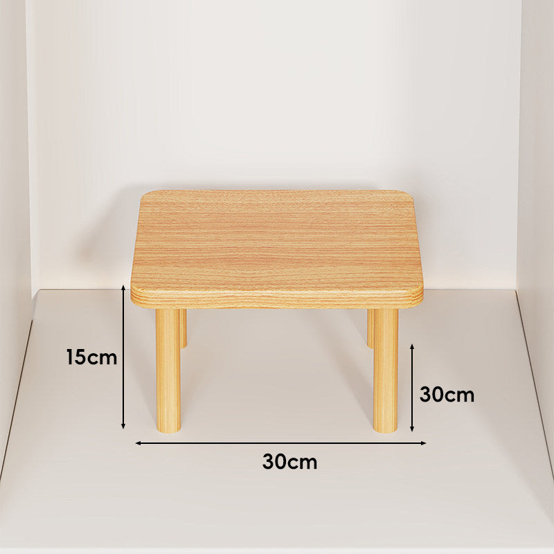 Height-Adjustable Rectangular Wooden Riser Table with Detachable Round Legs