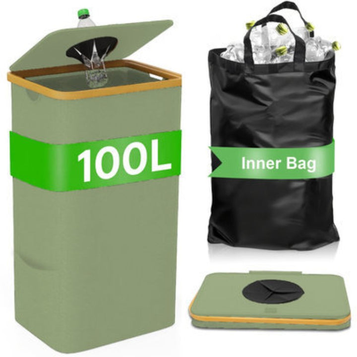 Multifunctional laundry storage box with bamboo lid