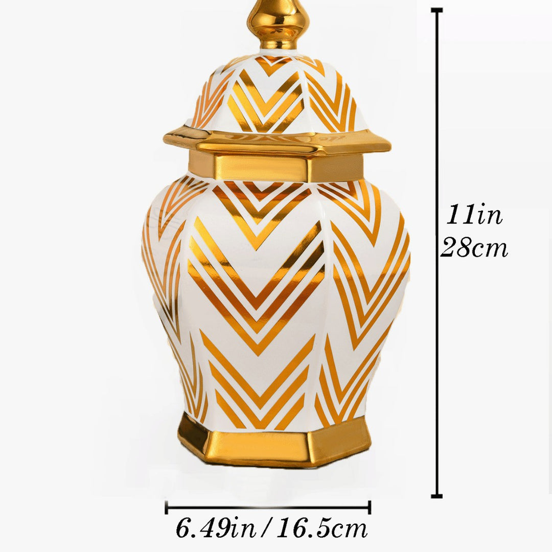 Decorative Geometric Pattern Lidded Jar