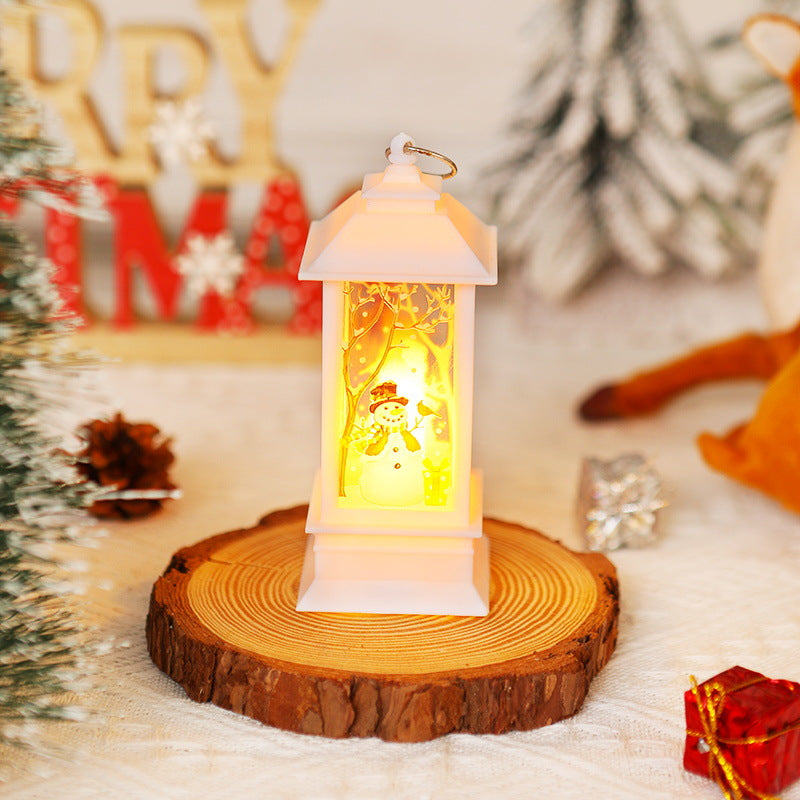Nostalgic LED Christmas lantern with movable Santa motif