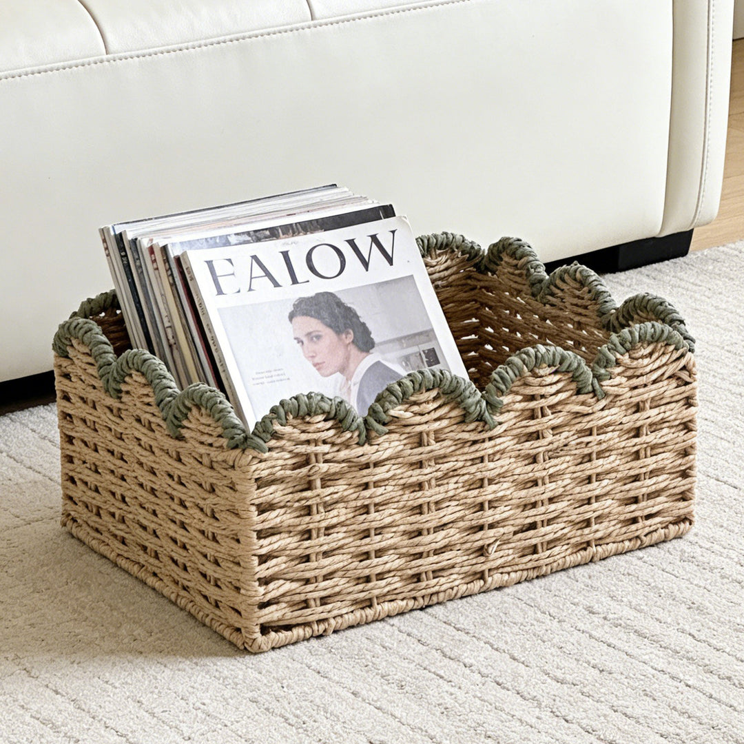 Decorative storage basket with wave edge
