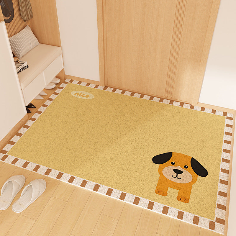 Playful Striped Dog Print Welcome Mat