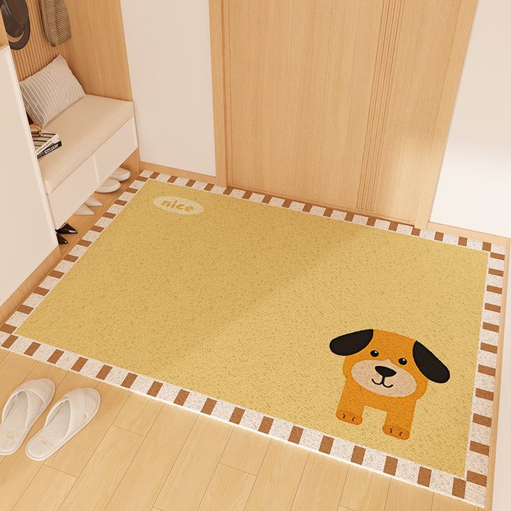 Playful Striped Dog Print Welcome Mat