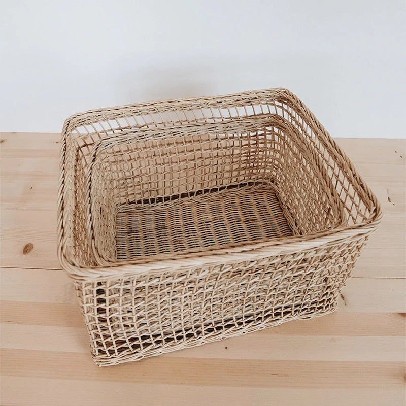 Storage basket with woven design