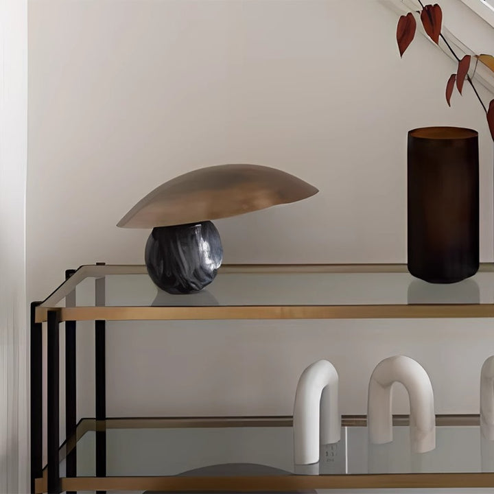 Contemporary marble and brass table lamp