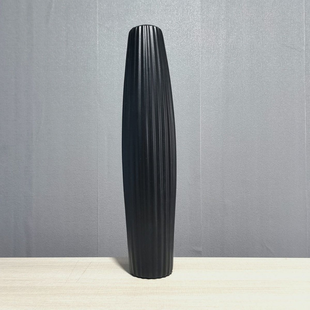 Elegant Tall Decorative Ribbed Vase
