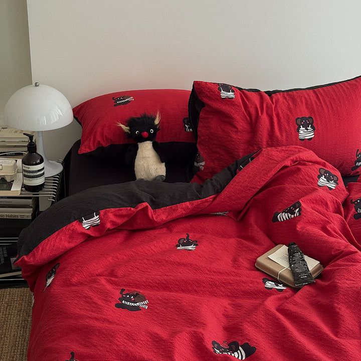 Playful Cartoon Character Bedding Set