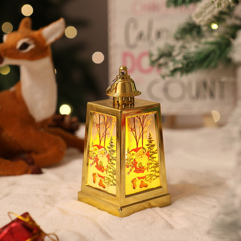 Decorative Christmas lantern with winter motifs