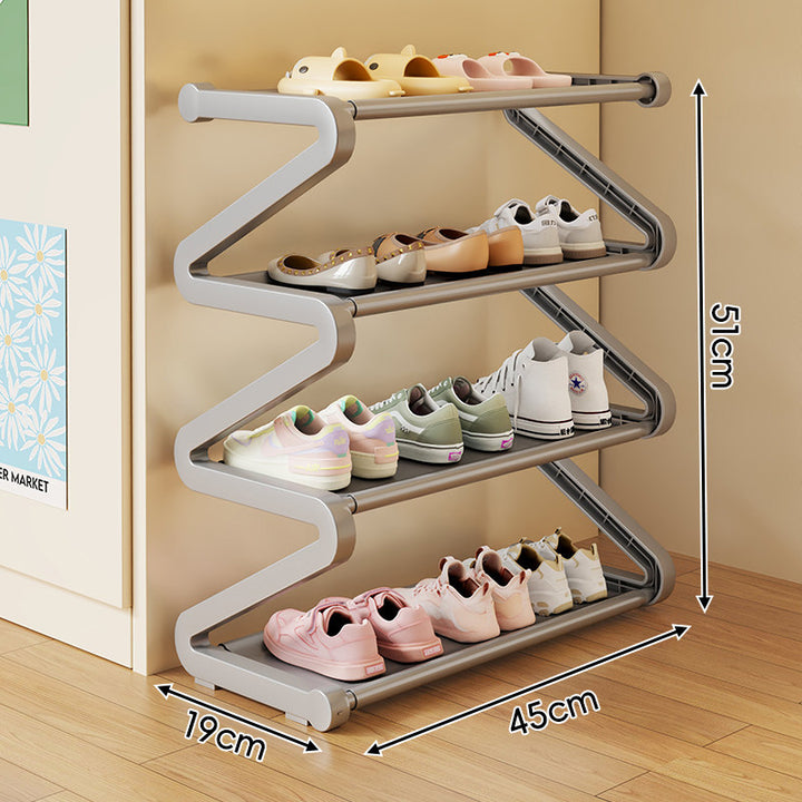Compact Zigzag Multi-Tier Vertical Shoe Storage Rack