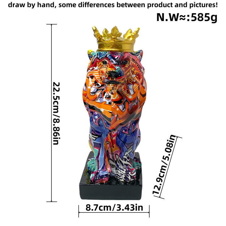 Colorful Lions Sculpture with Crown