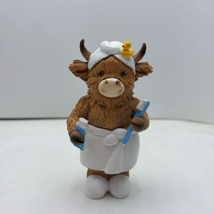 Funny Highland Cattle Bathroom Figure