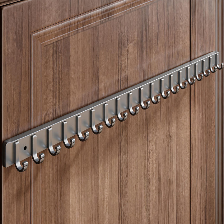 Wall-Mounted Slim Metal Multi-Hook Rack with Curved Hooks and Concealed Mount