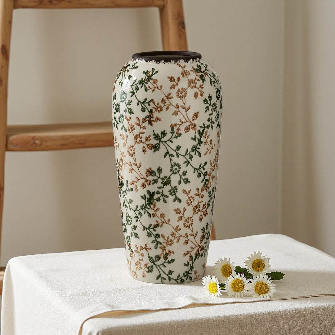 Floral ceramic vase