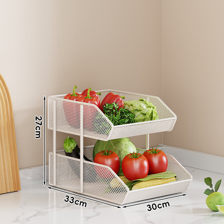 Triple-Tier Metal Mesh Countertop Produce and Pantry Organizer
