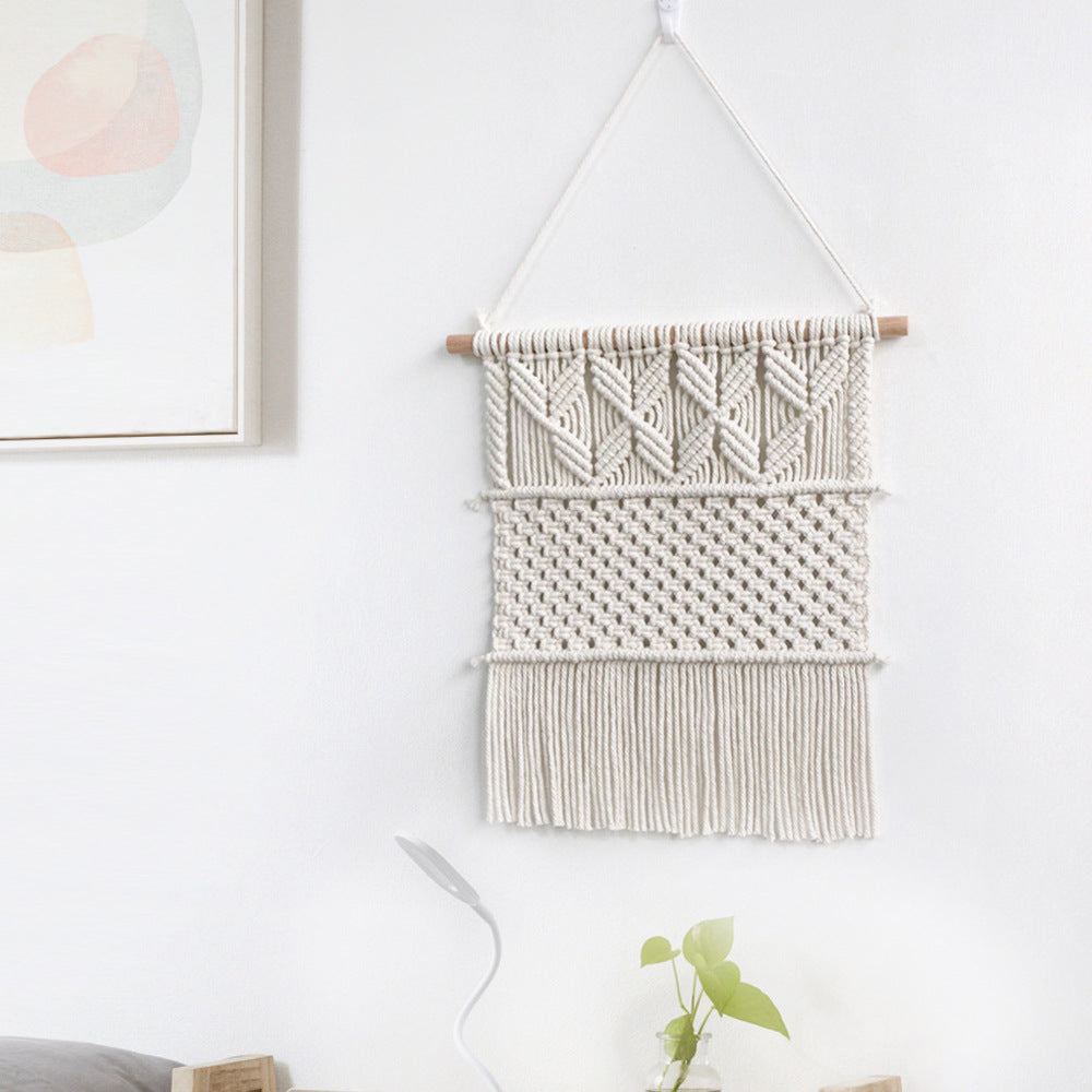 Handwoven macrame wall hanging in boho style