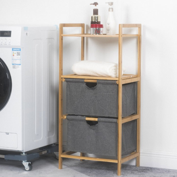 Laundry basket with bamboo frame and fabric insert