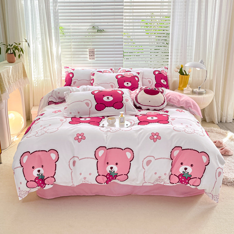 Playful Floral Cartoon Duvet Cover Set