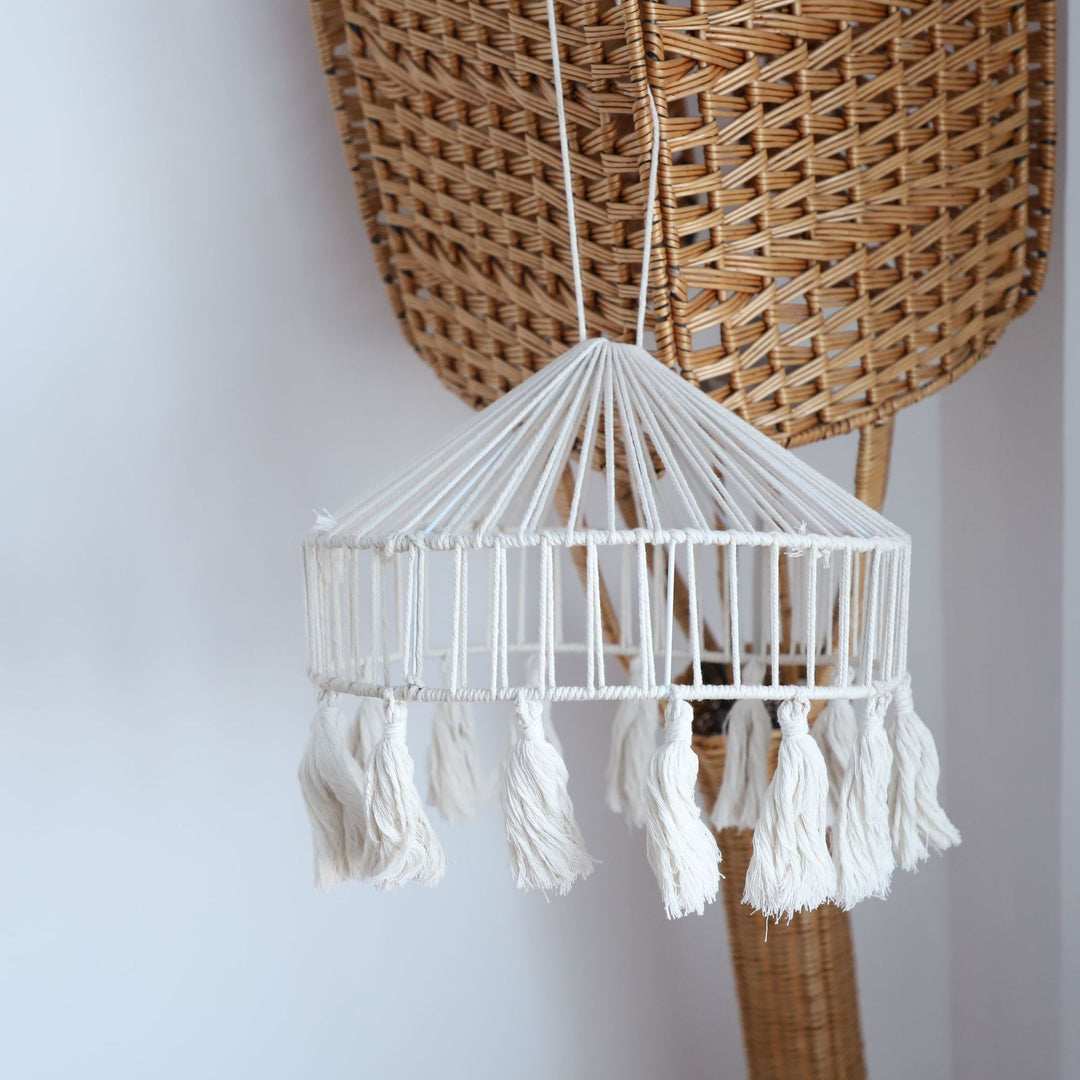 Elegant Macrame Hanging Lamp with Fringes