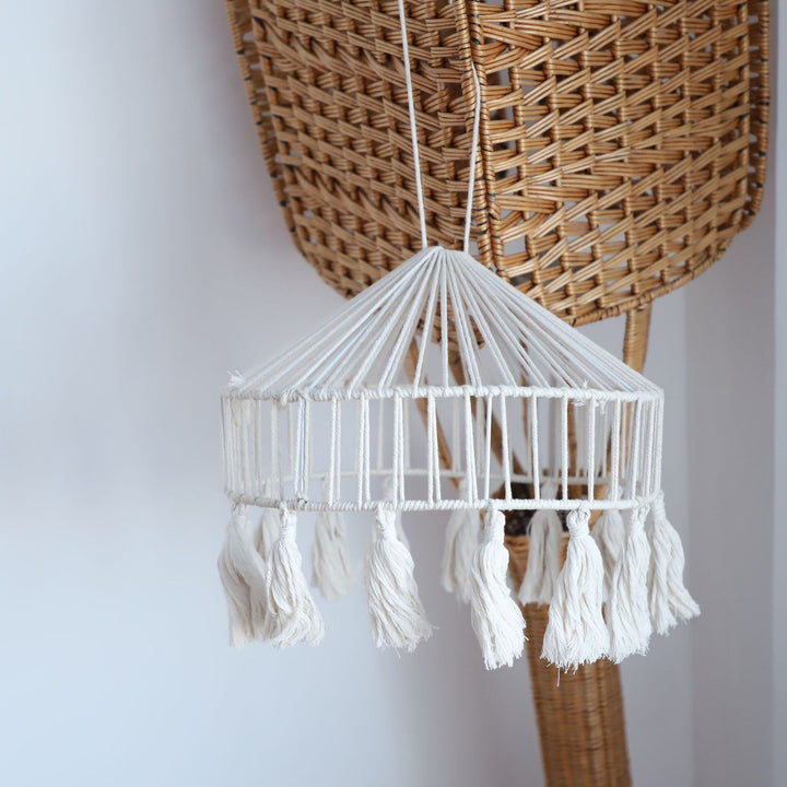 Elegant Macrame Hanging Lamp with Fringes