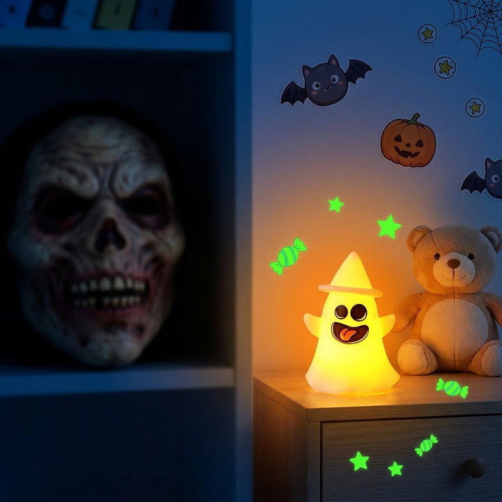 LED Silicone Ghost Night Light with Witch Hat