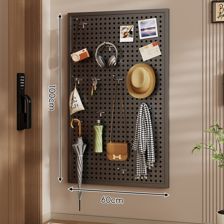 Wall-Mounted Perforated Pegboard Organizer Panel with Metal Frame