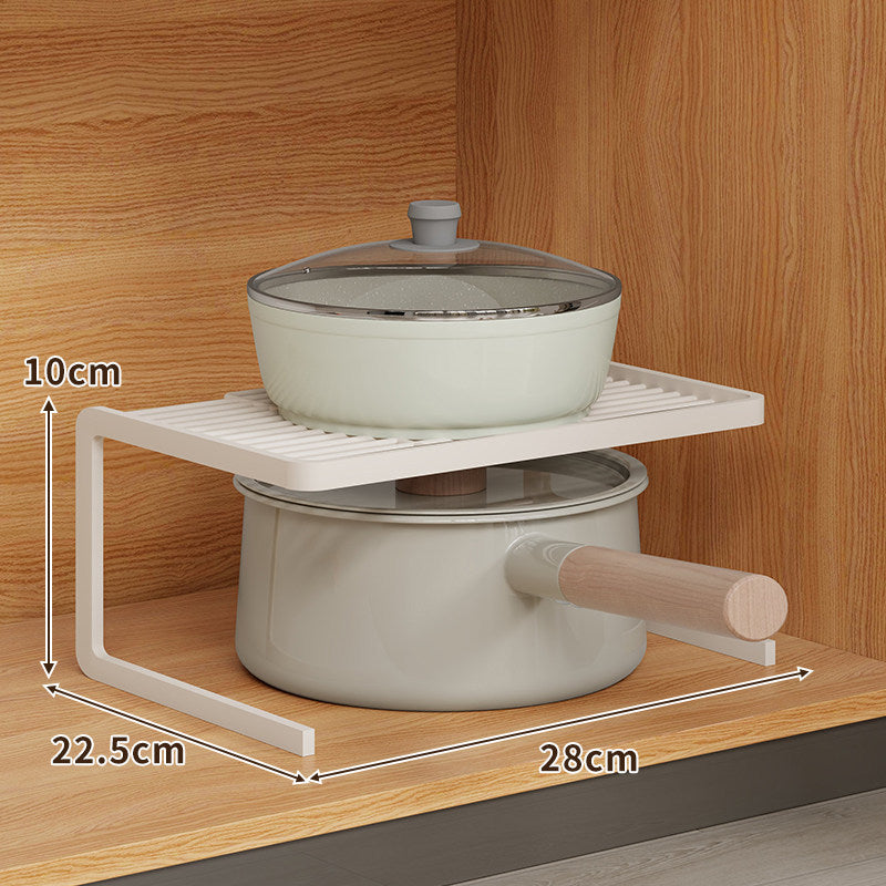 L-Shaped Kitchen Shelf Riser with Slatted Top and Rust-Resistant Metal Frame