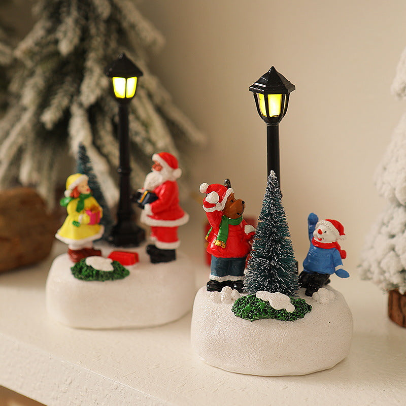 Illuminated Christmas figure with Christmas tree