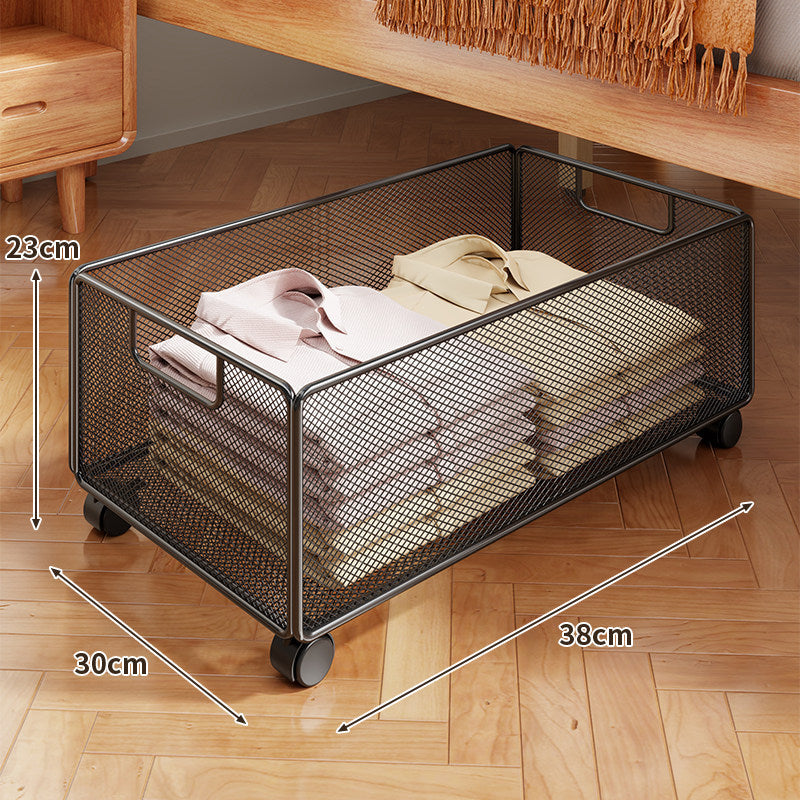Under-Bed Rolling Mesh Storage Basket with Castor Wheels