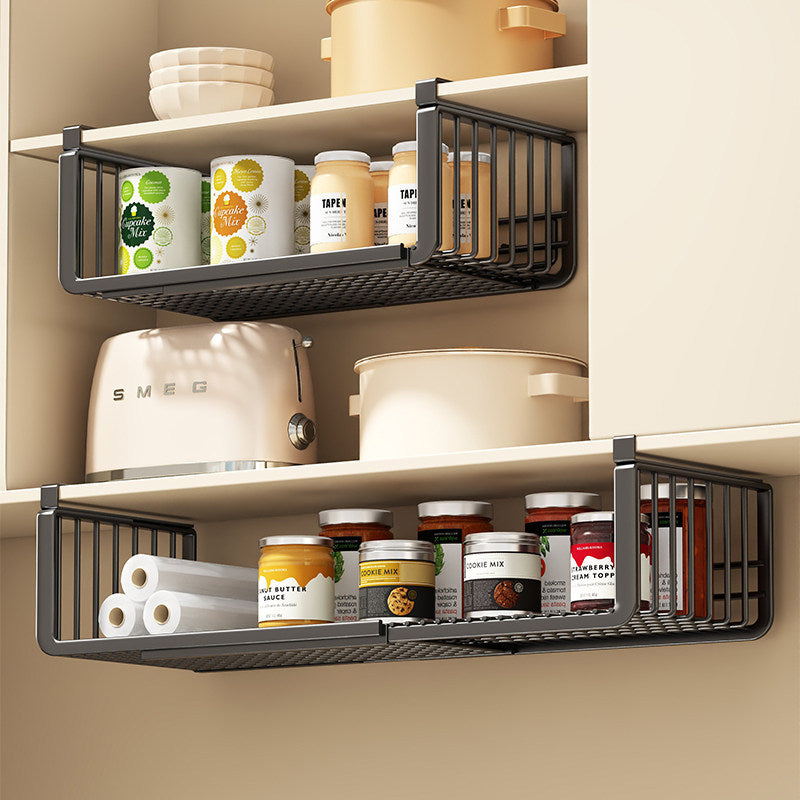 Under-Shelf Sliding Wire Storage Basket with Quick-Clip Mounts