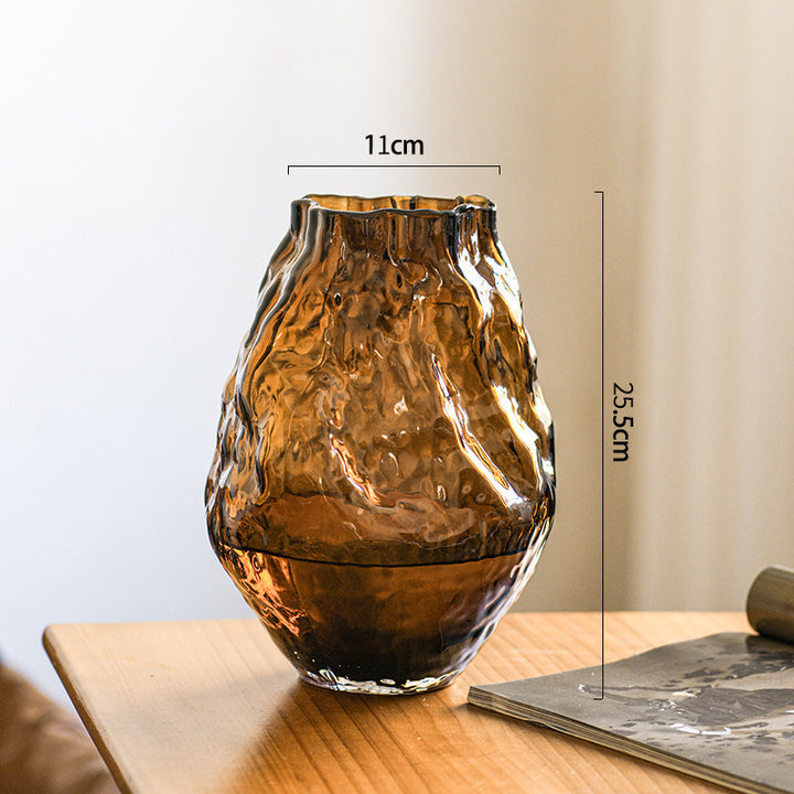 Hand-Blown Textured Organic Sculptural Glass Table Vase