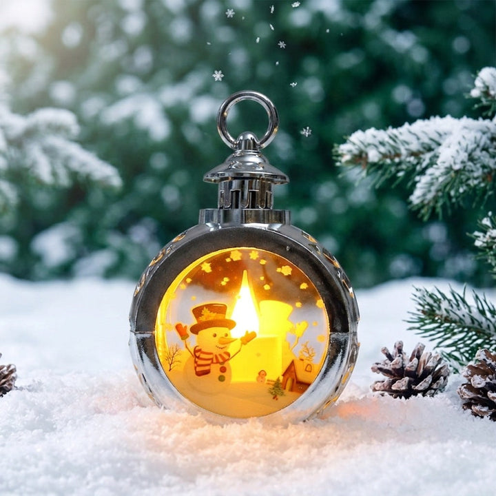 Christmas lantern with LED flame and festive design