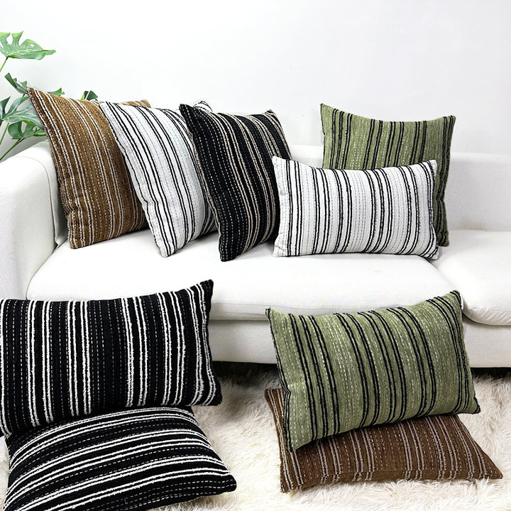 Textured Striped Throw Pillow
